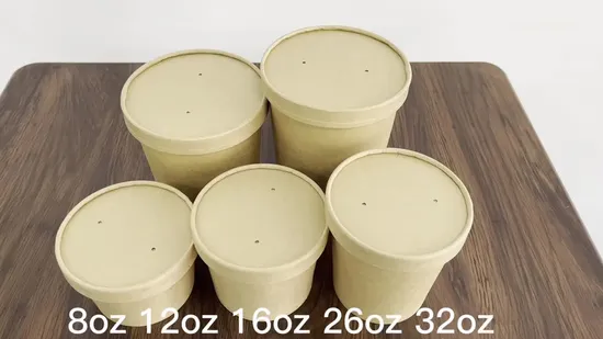 Custom Disposable Food Packing Container Kraft Paper Soup Cup Bowl