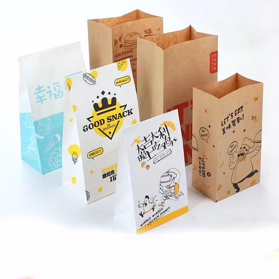 Food Packaging Lunch Brown and White Kraft Paper Bags