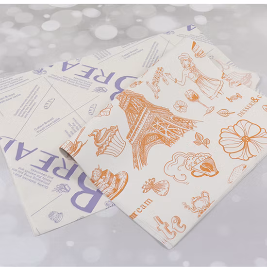 Customized Logo Printed Hot Sale Burger Packaging Wrapping Grease Proof Kraft Cake Baking Paper